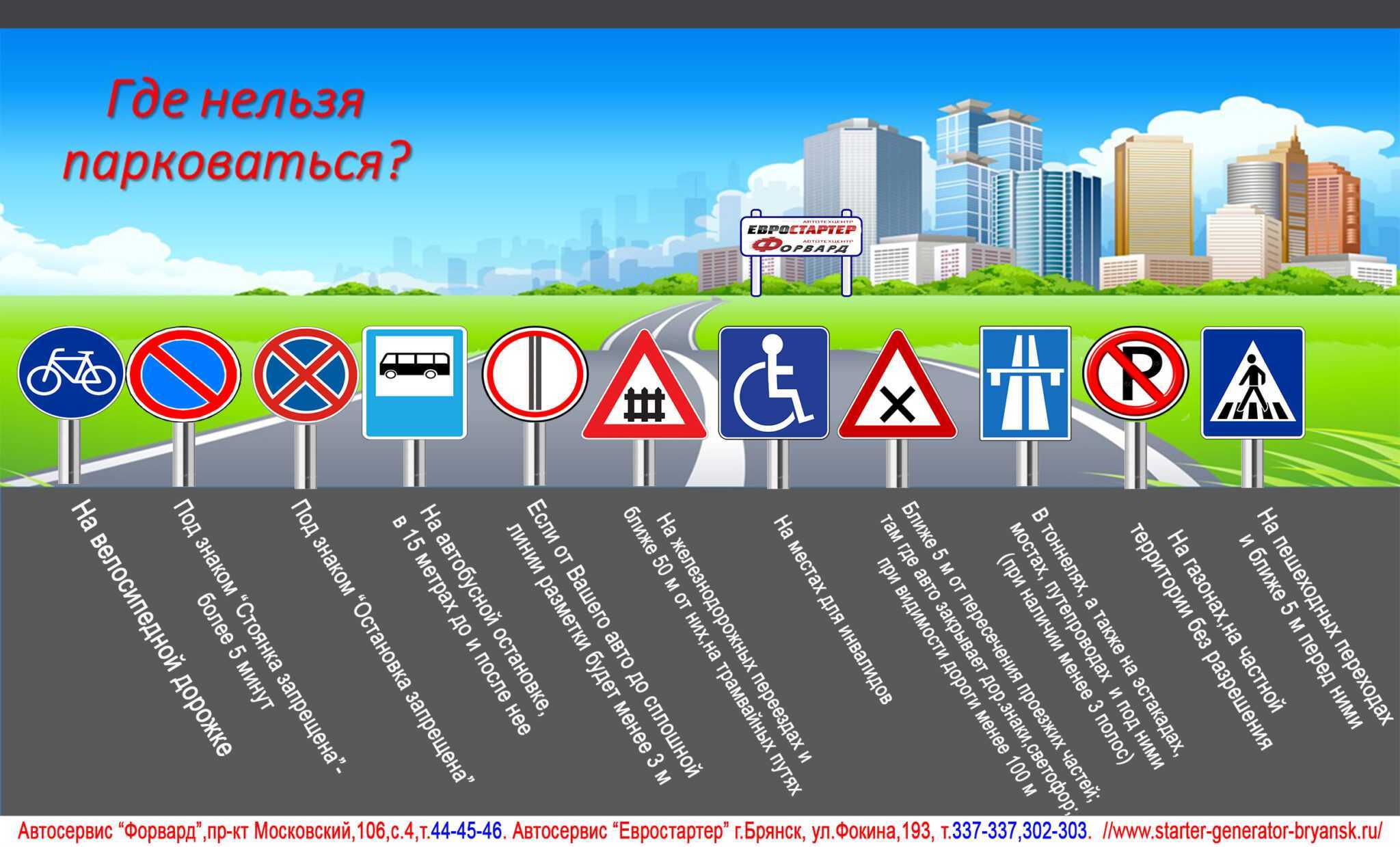 Остановка и стоянка транспортных средств: где запрещена, где разрешена
