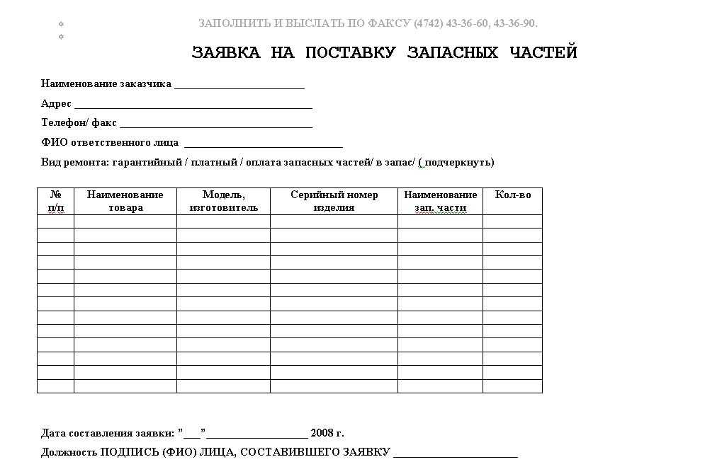 Как пишется заявка, каковы формы и требования к ней
